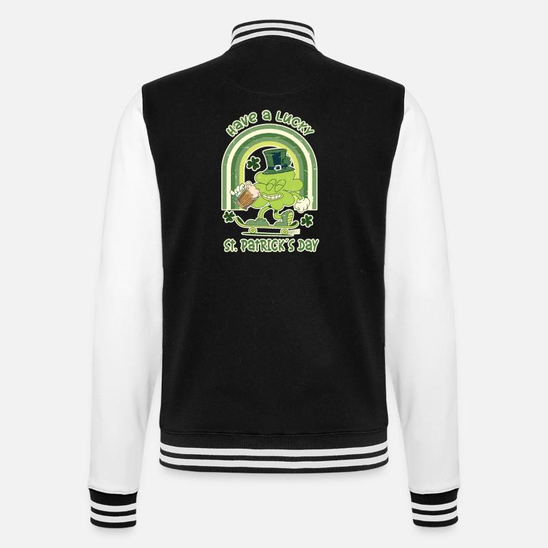 Trèfle patineur de la Saint-Patrick - Veste Teddy - noir/blanc