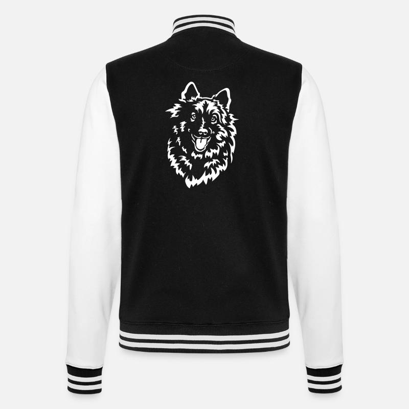 Wolfsspitz Kopf "Black Edition" - College-Sweatjacke - Schwarz/Weiß