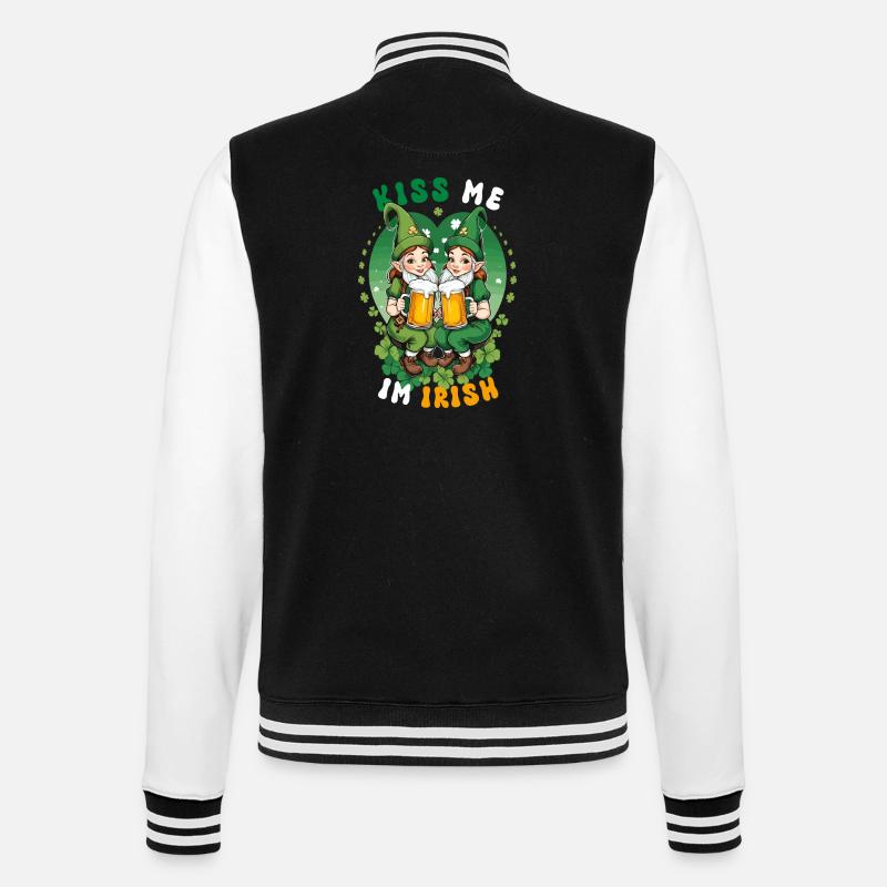 Küss mich, ich bin Irish - College-Sweatjacke - Schwarz/Weiß