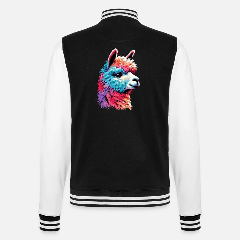 Alpaka - College-Sweatjacke - Schwarz/Weiß