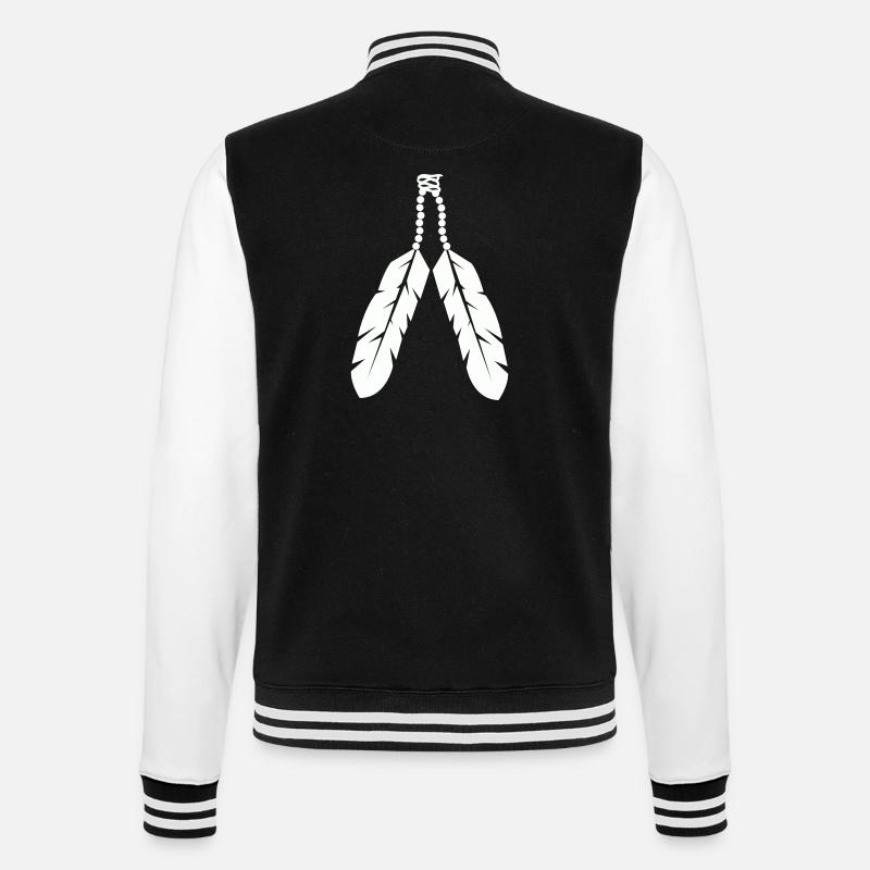 Indigenous feather pendant design - College Sweat Jacket - black/white