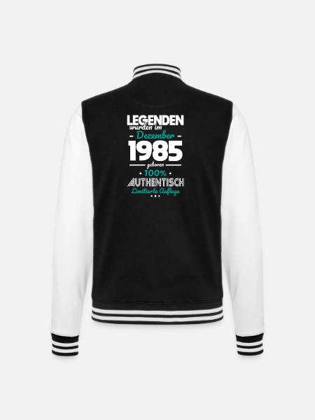 40. Geburtstag - Legenden wurden im Dezember 1985 - College-Sweatjacke - Schwarz/Weiß