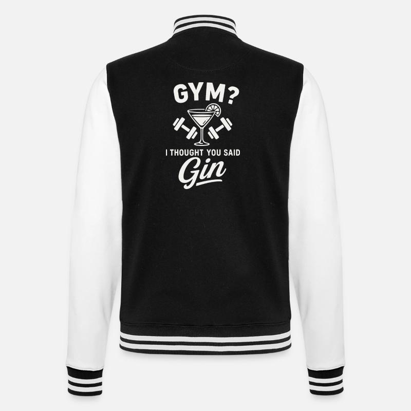 Gym oder Gin ? - College-Sweatjacke - Schwarz/Weiß