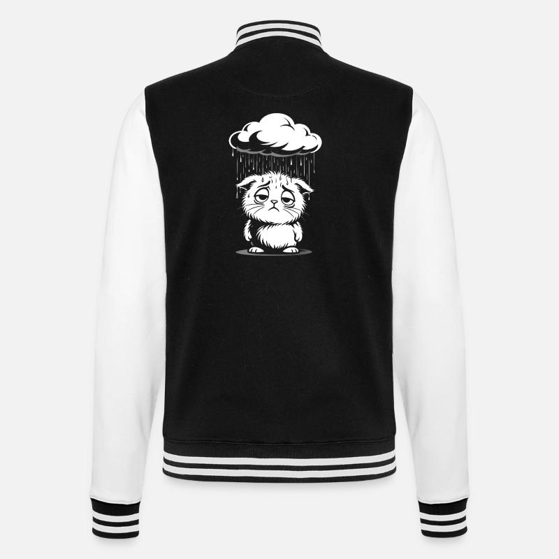 Sad Cat - Retro Comic Kitten - College Sweat Jacket - black/white