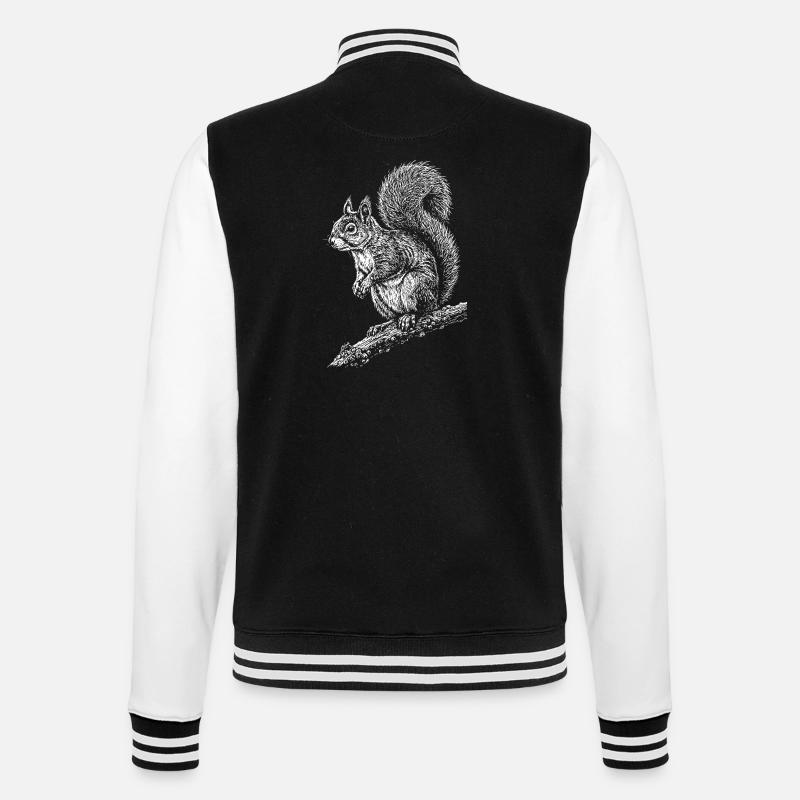 Silhouette d’écureuil sur une branche - Veste Teddy - noir/blanc