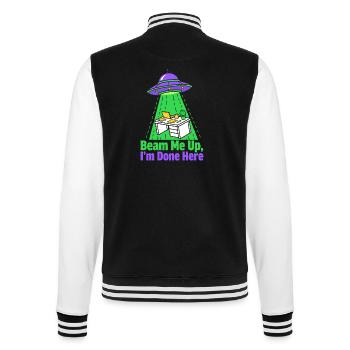 Beam Me Up I’m Done Here - College-Sweatjacke - Schwarz/Weiß - Hinten - Marisol (170cm)