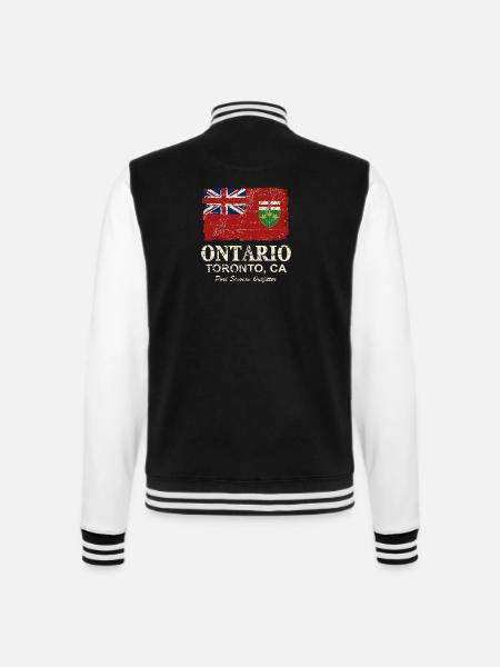 Ontario Flag - Canada - Vintage Look - College-Sweatjacke - Schwarz/Weiß
