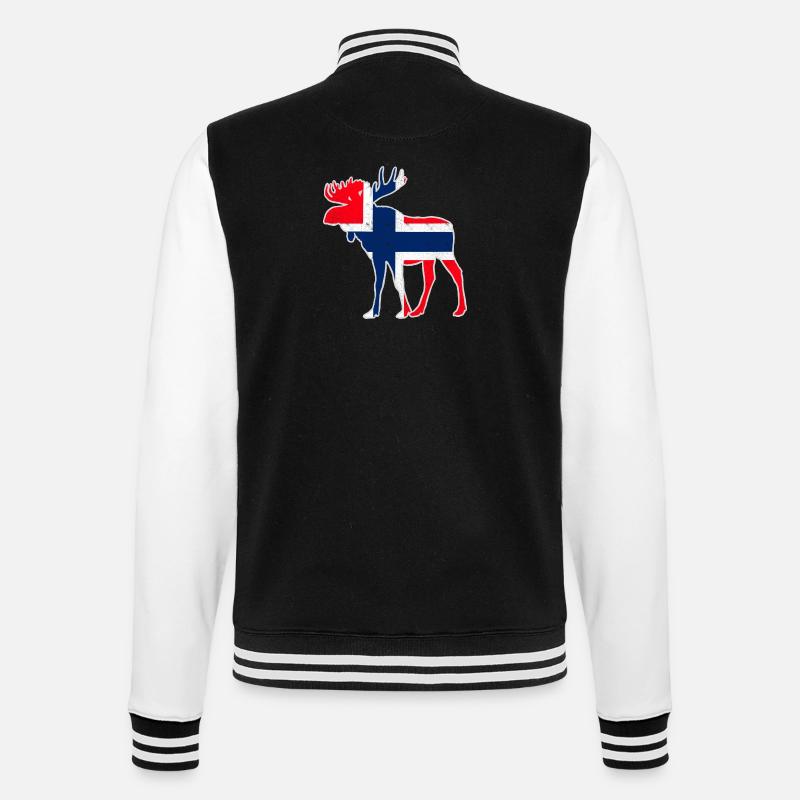 Norwegen Elch - College-Sweatjacke - Schwarz/Weiß