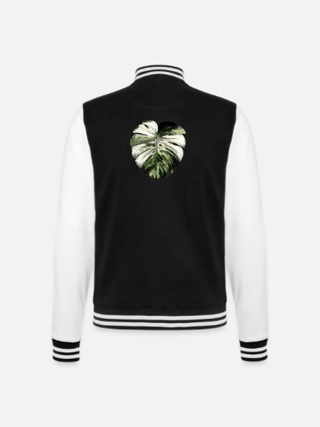 Monstera deliciosa albo variegata Fan - College-Sweatjacke - Schwarz/Weiß