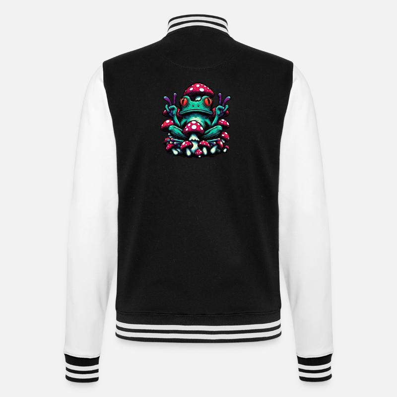 Frog with toadstool - College Sweat Jacket - black/white