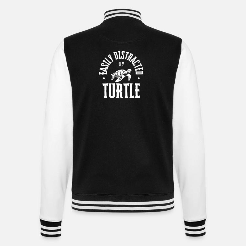 Easily Distracted by Turtle - College Sweat Jacket - black/white