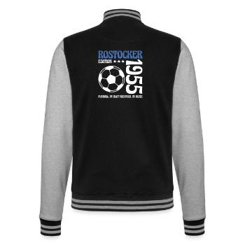 Rostocker Geburtstag 1955 Fußball Geschenk - College-Sweatjacke - Schwarz/Grau meliert - Hinten - Marisol (170cm)