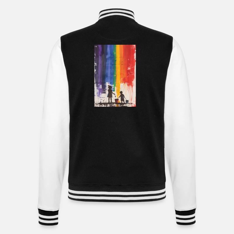 Farbenfroh - College-Sweatjacke - Schwarz/Weiß