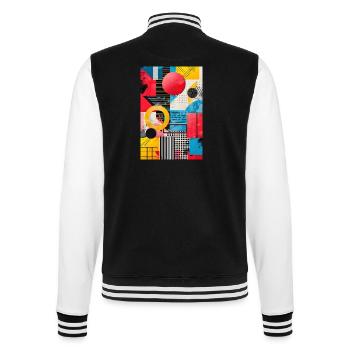 Retro Style - Abstrakte Formen - College-Sweatjacke - Schwarz/Weiß - Hinten - Marisol (170cm)
