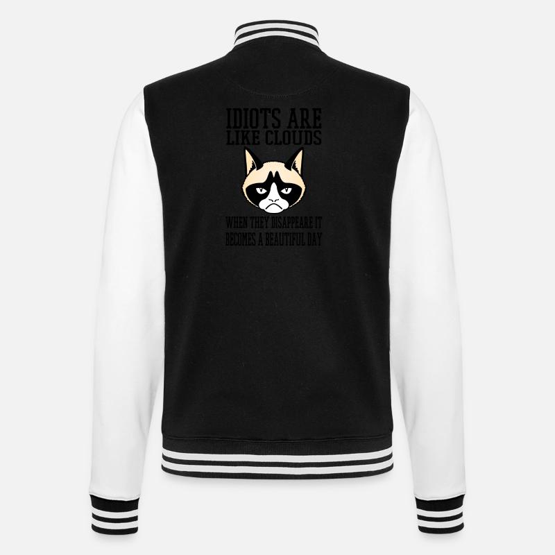 grumpy cat Idiots like clouds - College Sweat Jacket - black/white