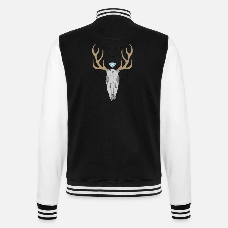 Hirschgeweih Schädel - College-Sweatjacke - Schwarz/Weiß
