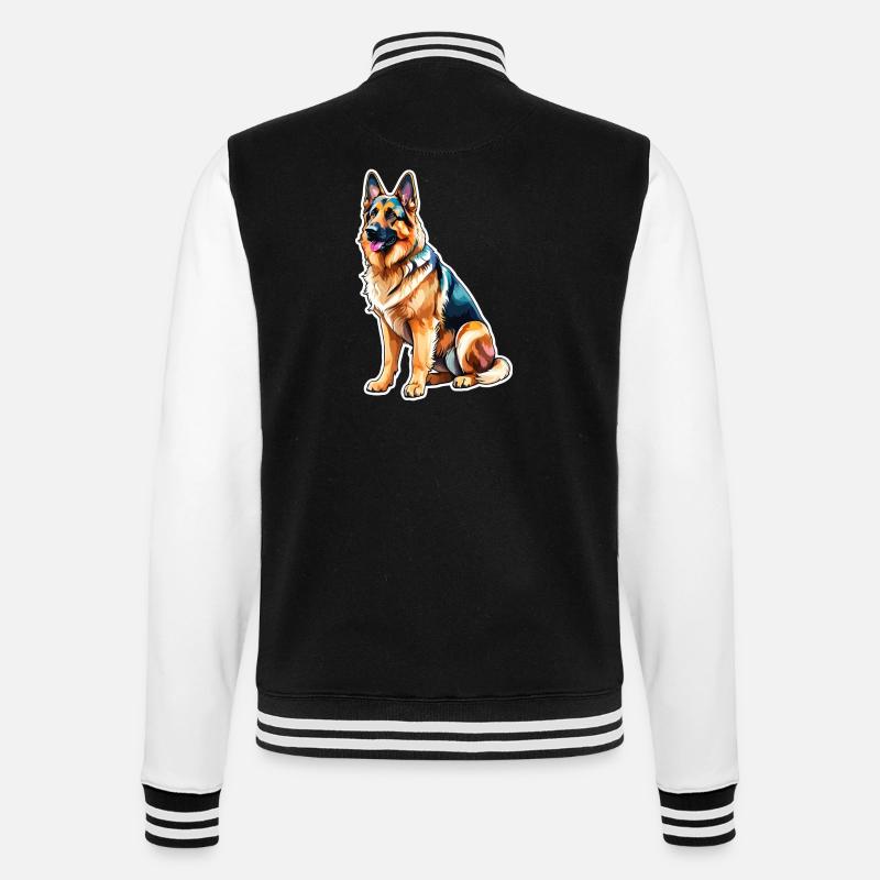 Deutscher Schäferhund Wasserfarben - College-Sweatjacke - Schwarz/Weiß
