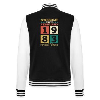 Jahrgang 1983 Februar 40. Geburtstag Geschenk Mann - College-Sweatjacke - Schwarz/Weiß - Hinten - Marisol (170cm)