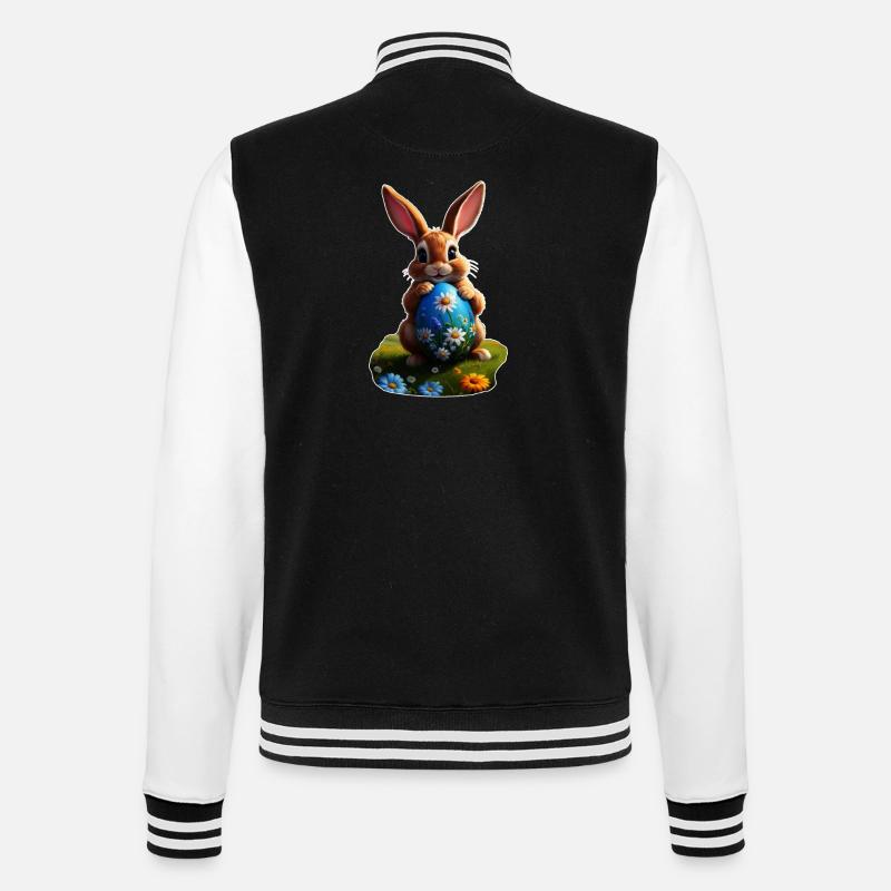 Lapin de Pâques avec oeuf, ovale - Veste Teddy - noir/blanc