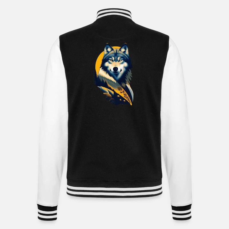 Wolf - College-Sweatjacke - Schwarz/Weiß