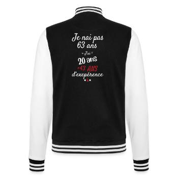 Je n'ai pas 63 ans cadeau d anniversaire - Veste Teddy - noir/blanc - Dos - Marisol (170cm)