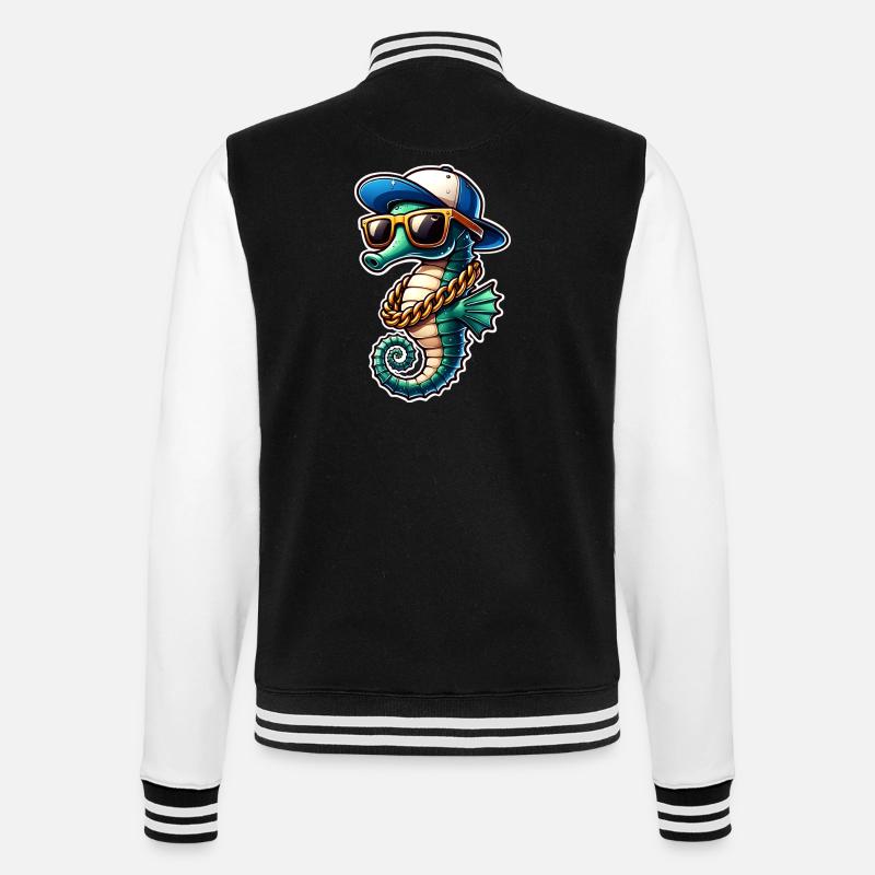 Seepferd Seepferdchen - College-Sweatjacke - Schwarz/Weiß
