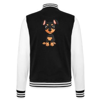 Doberman Hund Comic Niedlich - College-Sweatjacke - Schwarz/Weiß - Hinten - Marisol (170cm)