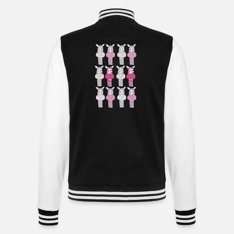 Zebra Pattern Pink - College Sweat Jacket - black/white