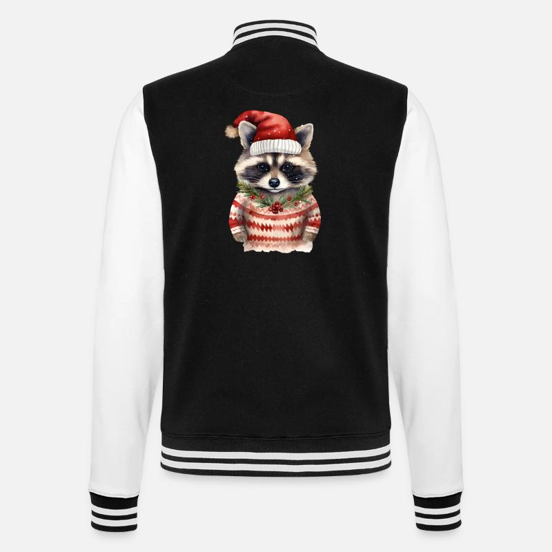 Waschbär Weihnachtspullover - College-Sweatjacke - Schwarz/Weiß