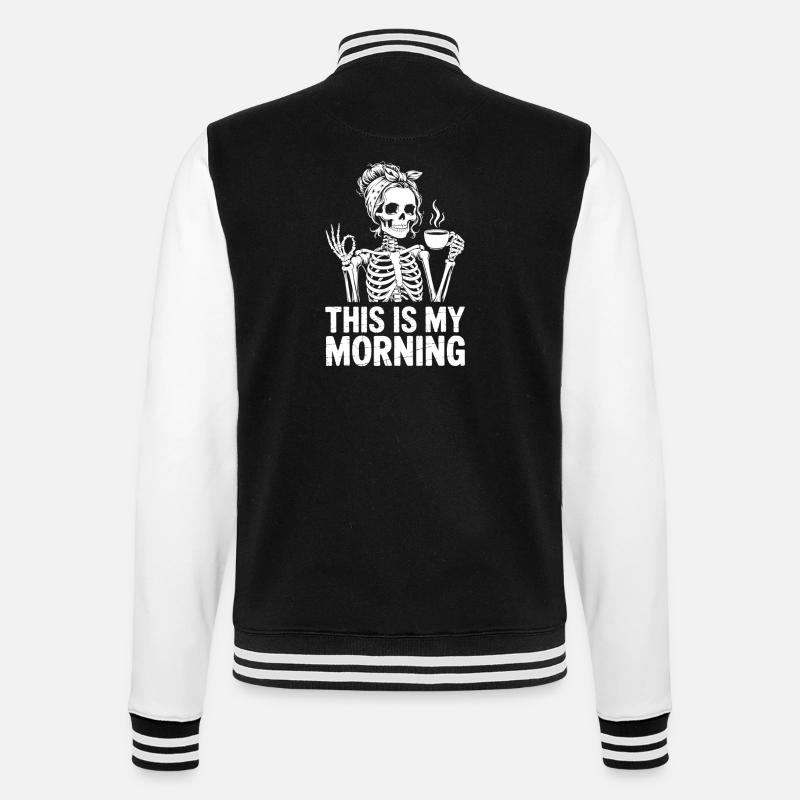 Skeleton Coffee Salutation du matin - Veste Teddy - noir/blanc