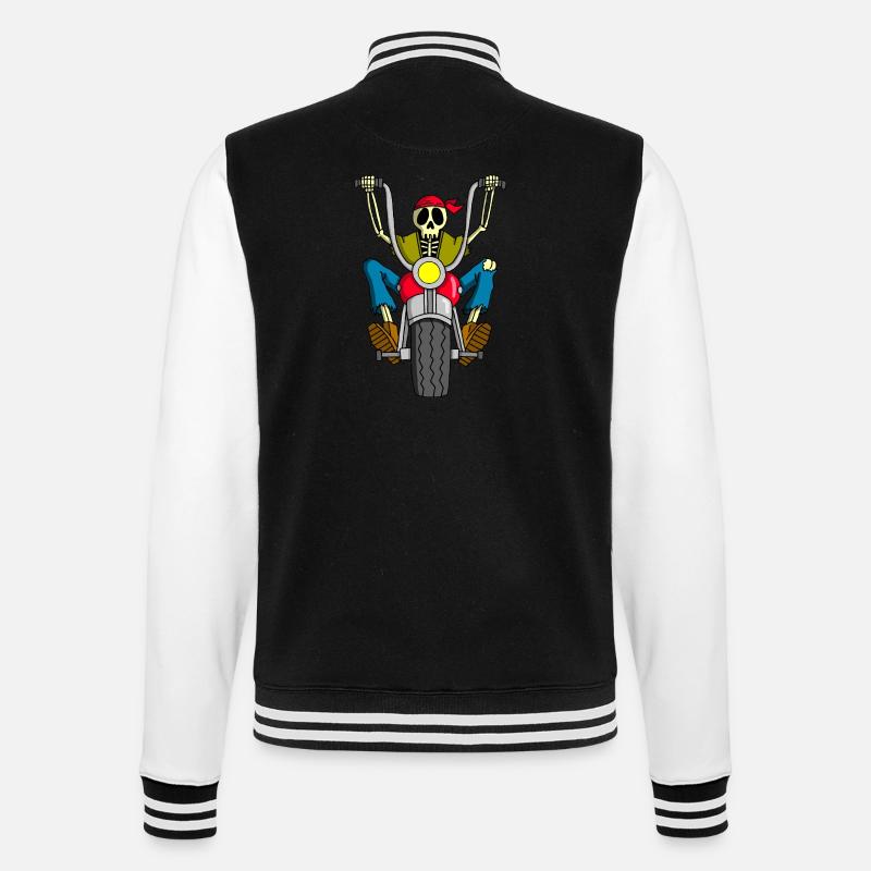 Skeleton-Biker - College-Sweatjacke - Schwarz/Weiß