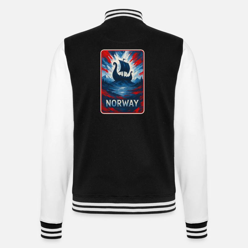 Norway Landscape Flags Design - College Sweat Jacket - black/white