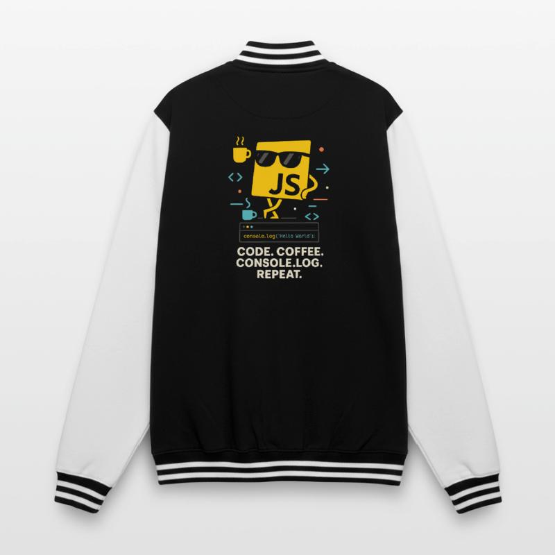 Code Coffee Console.log Repeat JavaScript Program College Sweat Jacket