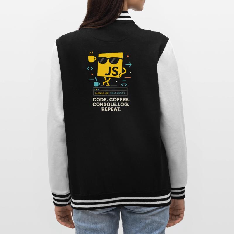 Code Coffee Console.log Repeat JavaScript Program College Sweat Jacket