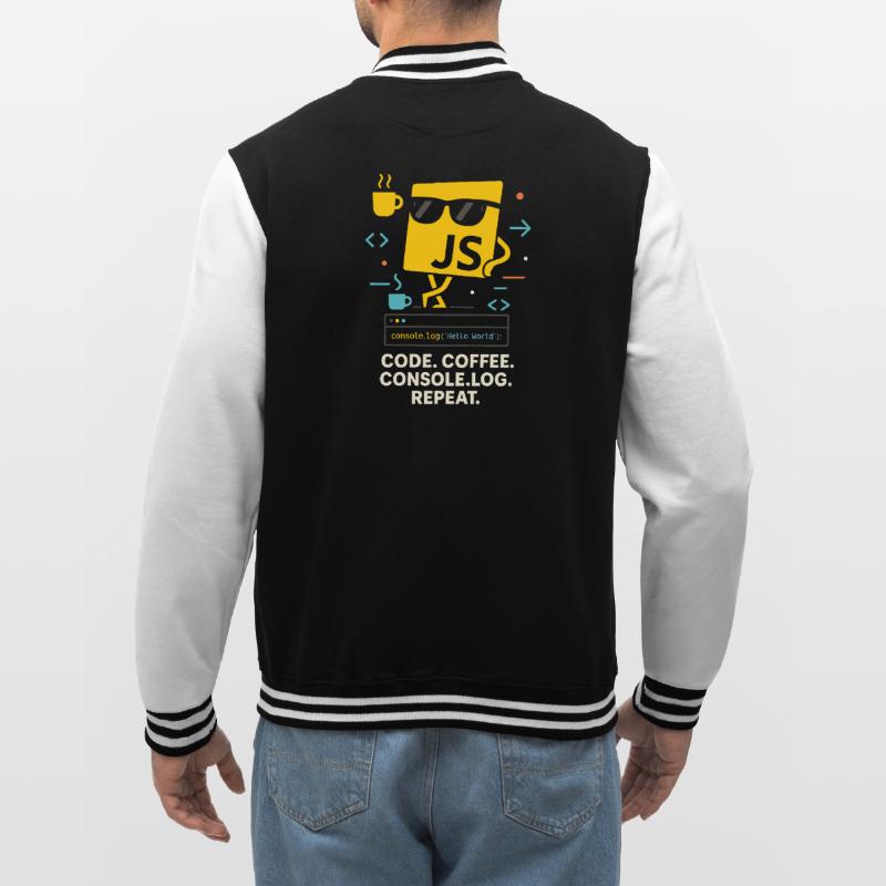 Code Coffee Console.log Repeat JavaScript Program College Sweat Jacket