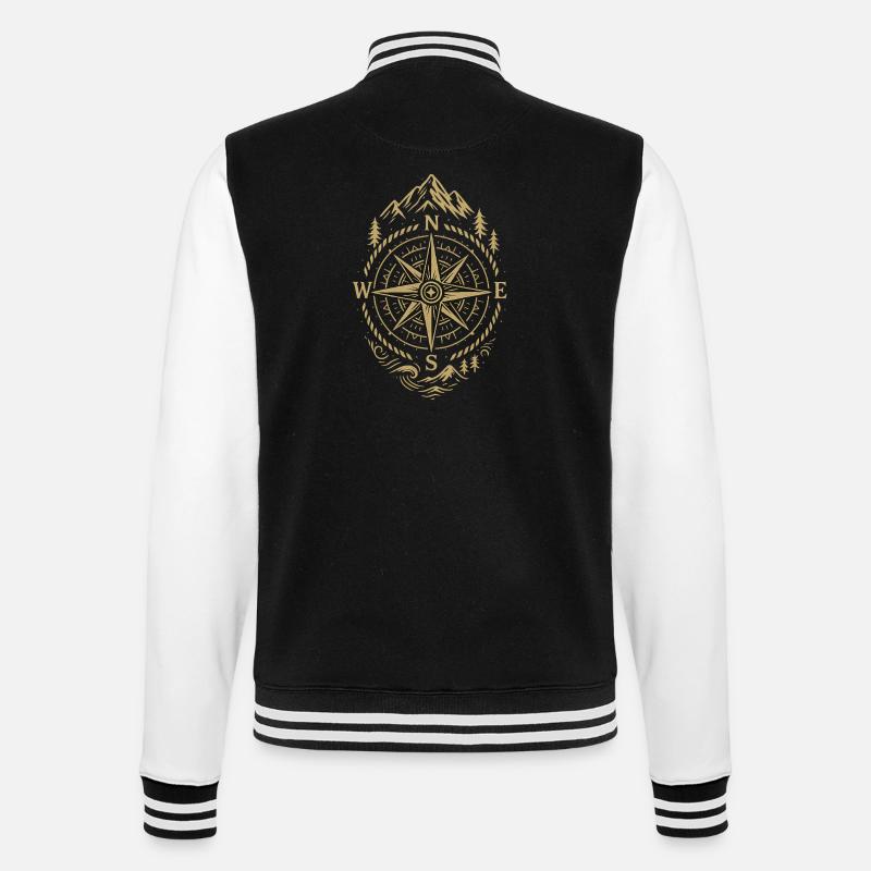 Compass Retro Compass Hipster Gift - College Sweat Jacket - black/white