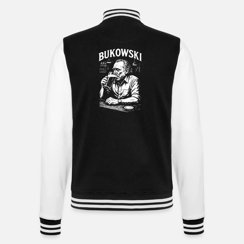 Charles Bukowski Bar Portrait - College Sweat Jacket - black/white