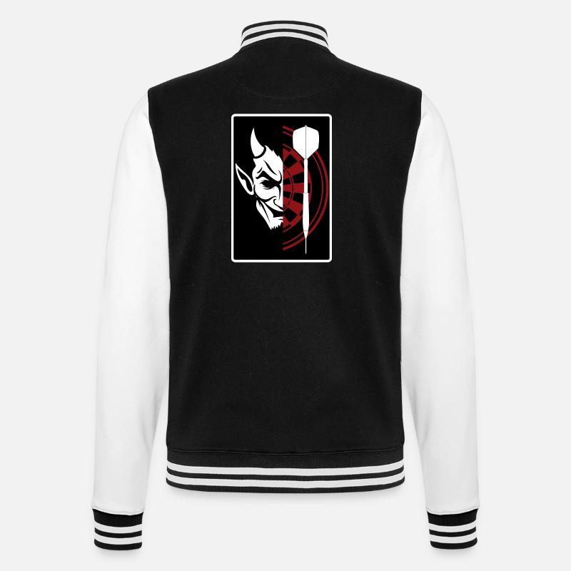 Darts, Bullseye, Dartboard and devil. - College-Sweatjacke - Schwarz/Weiß