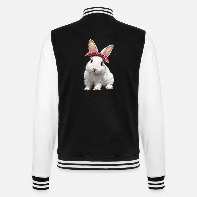 Bunny Rabbit Bow - College Sweat Jacket - black/white