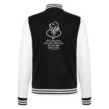 Klare Meinung Nicht Teilen, Satire - College-Sweatjacke - Schwarz/Weiß - Hinten - Marisol (170cm)