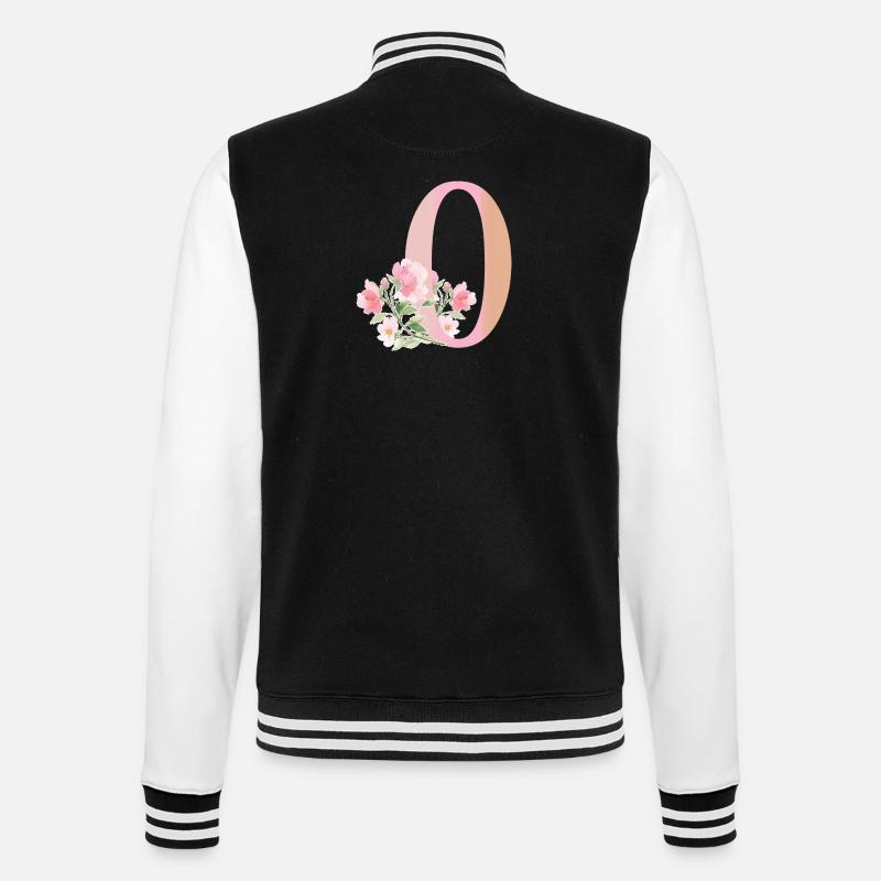Lettre O avec fleurs - Veste Teddy - noir/blanc