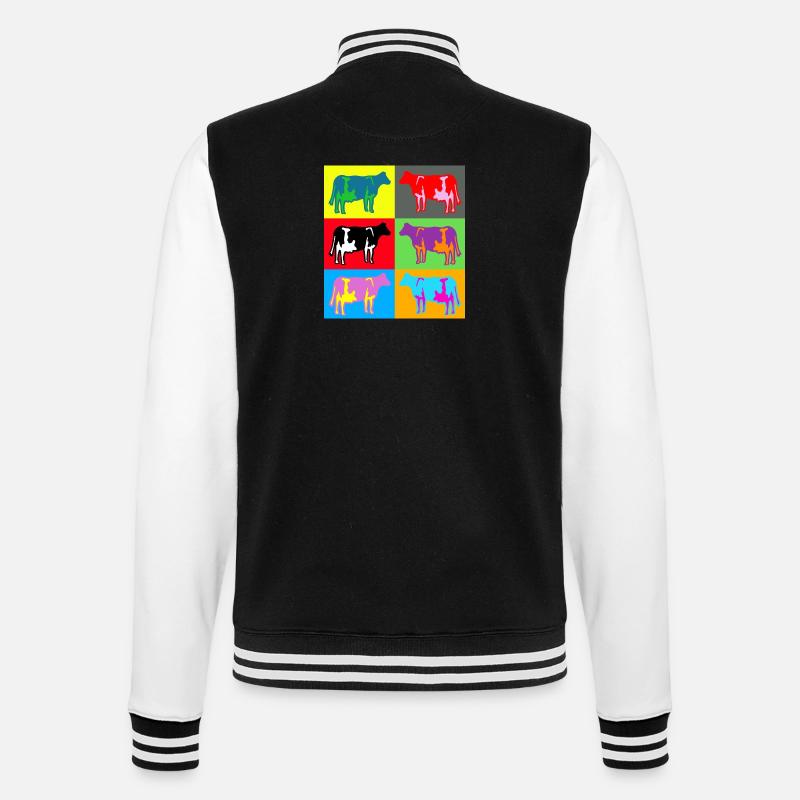 cow cows coloured multicolour - College Sweat Jacket - black/white