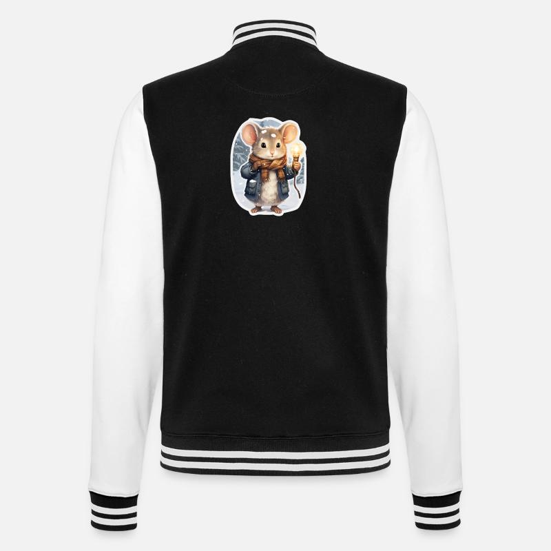 Modern mouse in winter - College Sweat Jacket - black/white