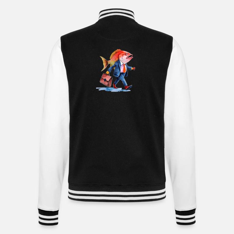 Funny Business Fish Creative Design Work - College Sweat Jacket - black/white
