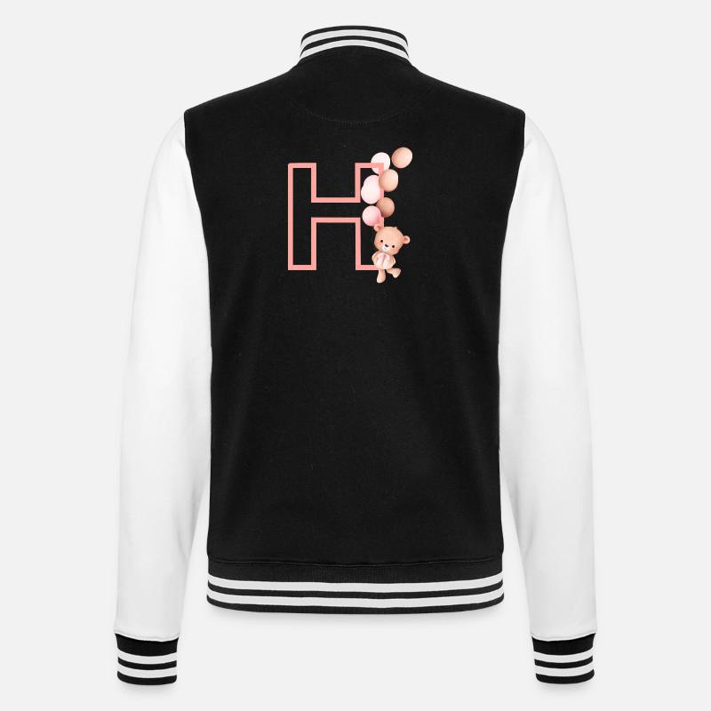 Buchstabe h rosa Bär - College-Sweatjacke - Schwarz/Weiß