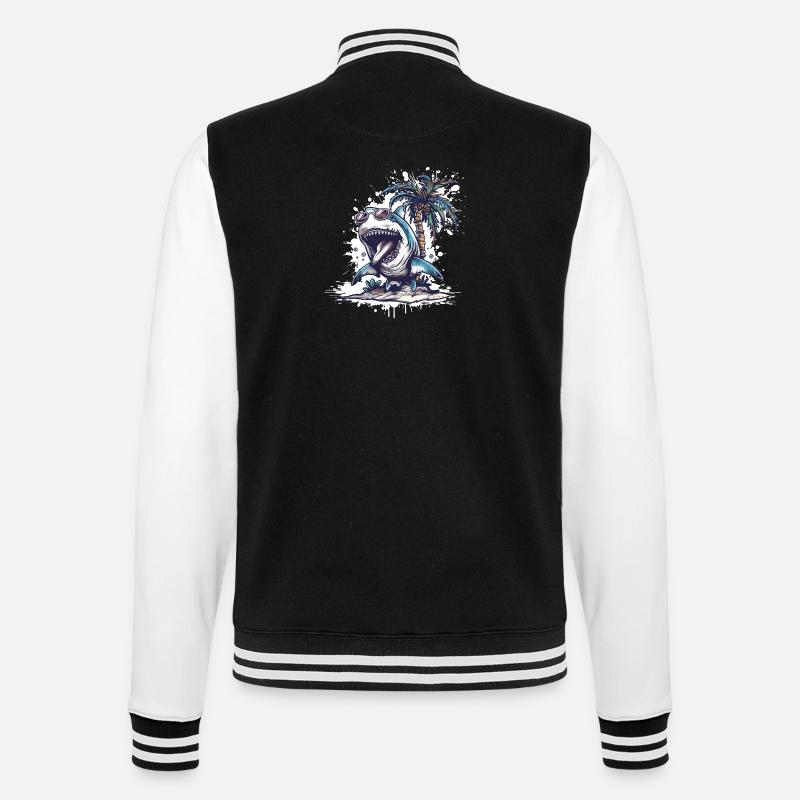 Shark Island Palm Tree - College Sweat Jacket - black/white