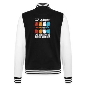 Busfahrer 37 Jahre Busfahren Beruf 37 Geburtstag - College-Sweatjacke - Schwarz/Weiß - Hinten - Marisol (170cm)