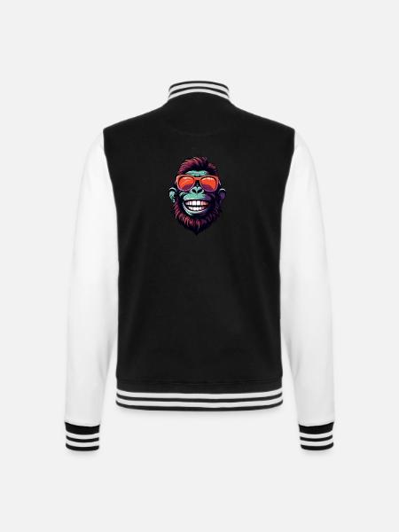 Gorilla Kopf Porträt Lustig Party - College-Sweatjacke - Schwarz/Weiß