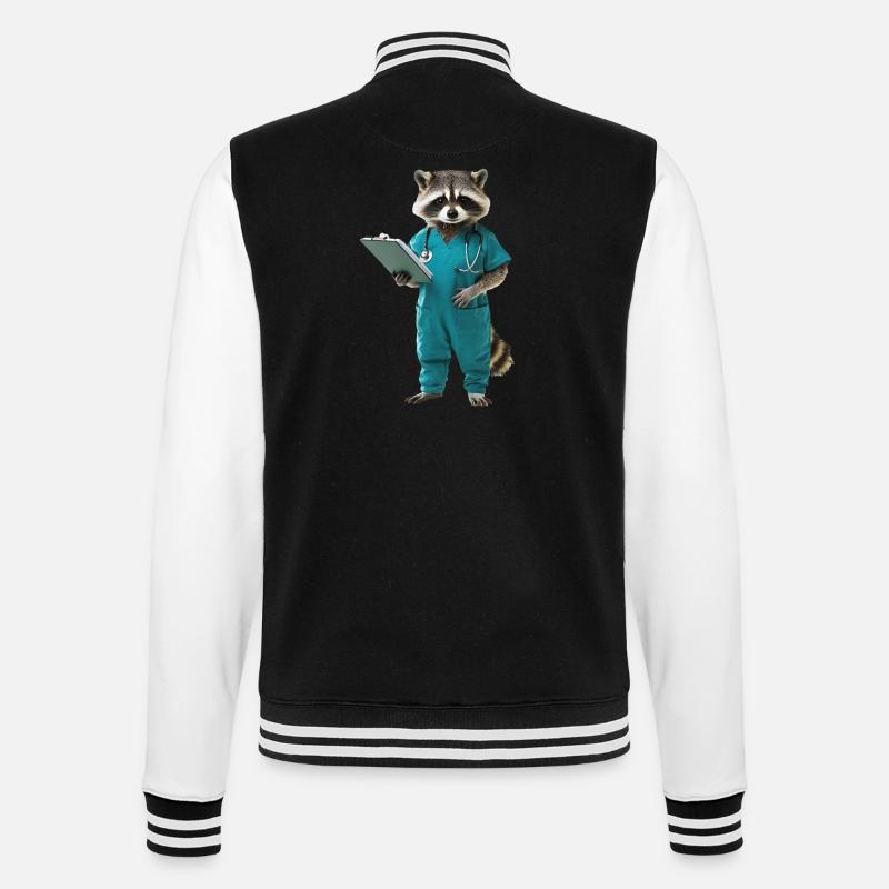 Waschbär - College-Sweatjacke - Schwarz/Weiß