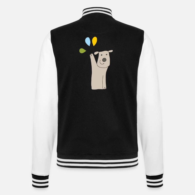 hund mit luftballons - College-Sweatjacke - Schwarz/Weiß